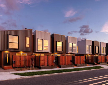 Dyer Street Townhouses, Lower Hutt - Colorsteel Custom Orb Endura Flaxpod and Gull Grey Roof and Wall Cladding